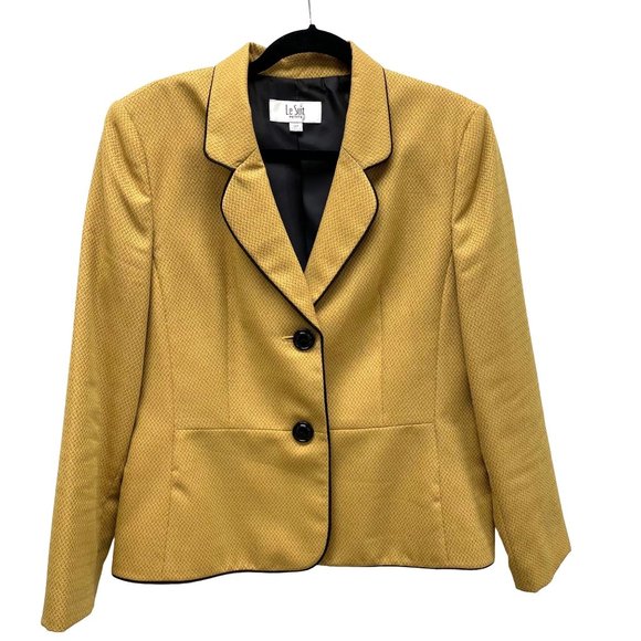 Le Suit Jackets & Coats Le Suit Petite Mustard Yellow Blazer Jacket